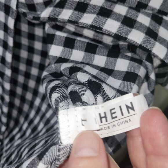 SHEIN Size Large Black White Monochrome Checkered Blazer - Picture 3 of 4